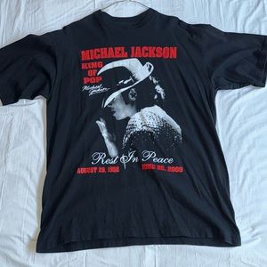 T-shirt vintage Michael Jackson king of pop autograph rest in peace